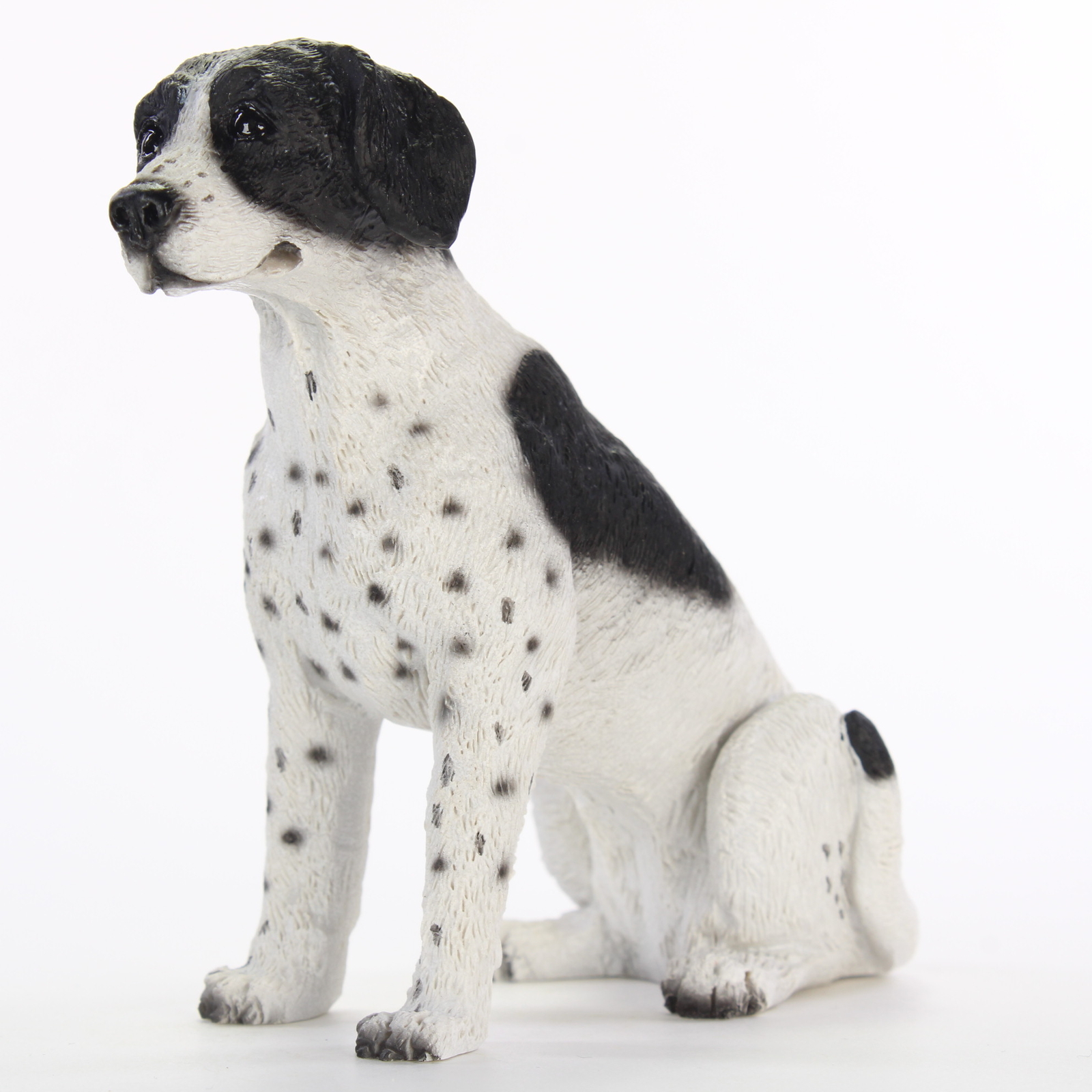 English Pointer Figurine Hand Painted Statue Black/White