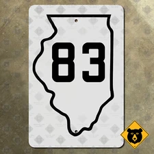 Illinois State Route 83 highway marker road sign 1934 14x21