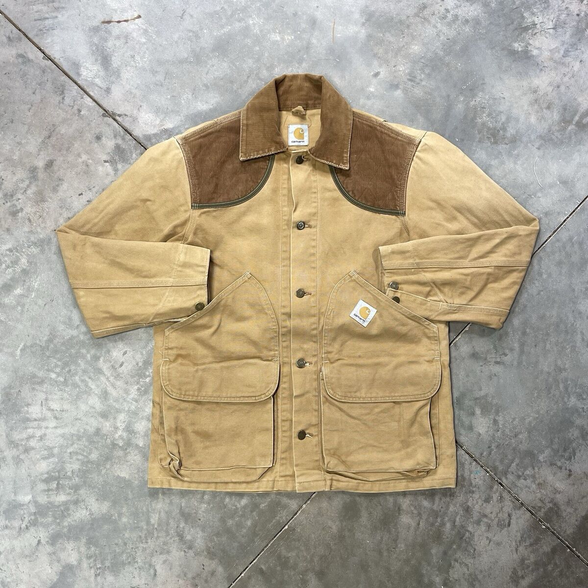 Vintage 80s Carhartt Hunting Jacket Canvas Shell Tan Large Vintage 80s Carhartt Hunting Jacket Canvas Shell Tan Large