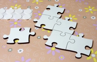 Blanko Puzzle-Teile unendlich S-N, weiß, Set 20 Teile, aus HDF, Gestalten - Bild 1 von 3