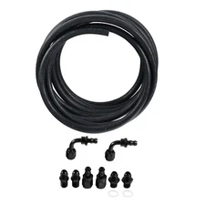 Black Steel 6AN Braided Automatic Transmission Cooler Line Kit For 4L60E 4L65E