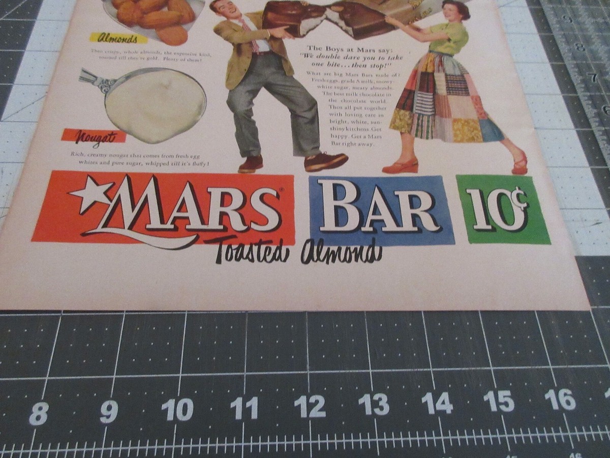 1951 Mars Bar Vintage Print Ad Candy Tastes Like A Chocolate Nut