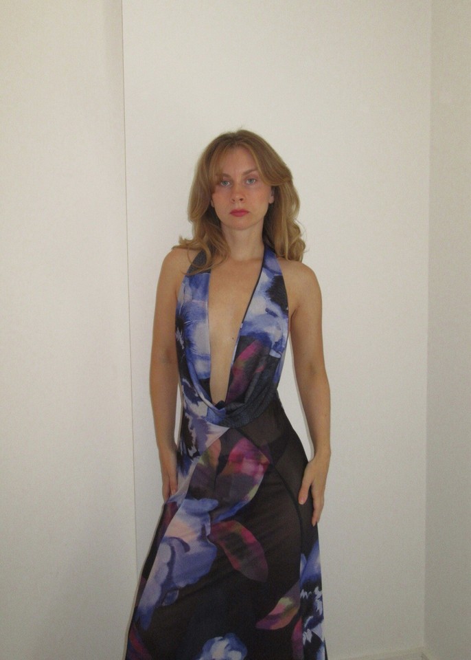 Sheer Chiffon Flower Print Maxi Dress Beautiful Halter Neck Floral sheer-chiffon-flower-print-maxi-dress-beautiful-halter-neck-floral