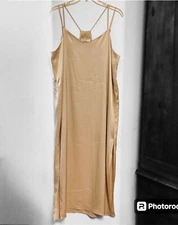 HALSTON HERITAGE NWT Sleeveless Double-Strap Satin Slip Maxi Dress Large