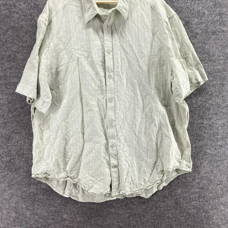 Perry Ellis Shirt Men 2X Gray Button Up Collared Short Sleeve Linen Regular Fit - Image 4 of 4