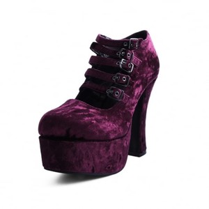 burgundy velvet platform heels