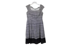 Nine West Dress White Black Eyelet Hem Open Back Women’s size 4 new w tags