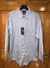 NWT Stafford Men Travel Performance Pinpoint Blue Athletic Fit Shirt 16.5 32/33