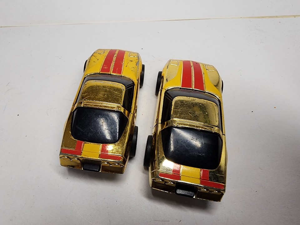Set 2 Vintage Tomy Ratchet Racers Chevrolet Corvette Gold with Red