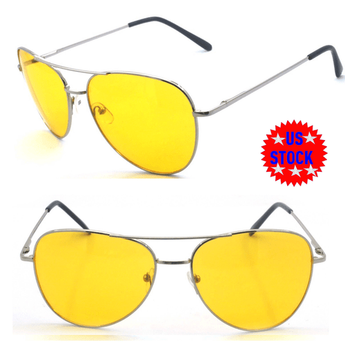 Retro Pilot Metal Frame Night Driving Lens Spring Temple Sunglasses AV03 - Picture 7 of 8