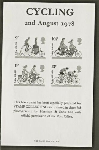 1978 BLACK PRINT SHEETS -FOR STAMP COLLECTING,HORSES AND 5/7/1978+CYCLING 2/8/78 - Afbeelding 1 van 2