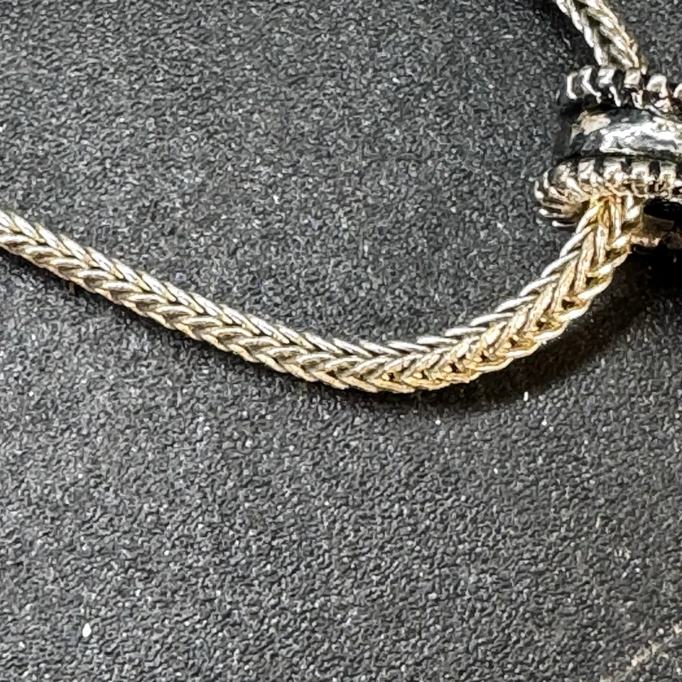 "Collar Liz Clairborne tono plata azul ovalado piedra colgante 15"" + extensor" Foto 3 de 4