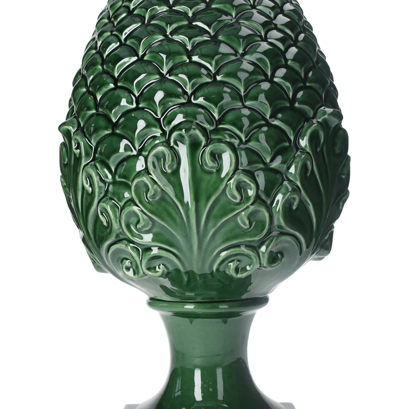 Pigna Decorativa Verde in Ceramica Made in Italy Artigianale Portafortuna H 60, fotografia 4 di 9