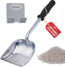 Monster Metal Cat Litter Scoop with 17-Inch Long Handle - Extra Large Deep Shove