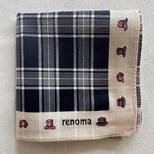 VTG Black Tartan Plaid Handkerchief Hat Fabric Woven Border Pocket Square 18" P
