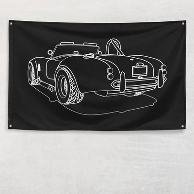 Shelby Cobra Roadster Flag 3x5 ft Banner Car Silhouette Garage Man Cave Gift