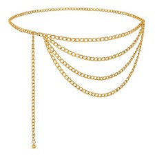 Women Metal Waist Chain Belt Multilayer Gold Chain Belts for Women Western Ch...