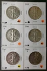 Lot of Six 50c Walking Liberty Silver Half Dollars