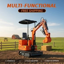 Free Shipping 1-Ton Mini Excavator 13.5HP B&S EPA Gas Engine, Hydraulic Digger