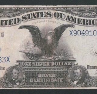 BEAUTIFUL SOLID X BLOCK TAHEE/BURKE 1899 $1 BLACK EAGLE! NO PINHOLES OR TEARS