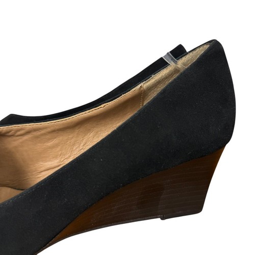 Adrienne Vittadini Fine Leather Black Nubuck Wedge Slip On Shoes Pumps sz 10 - Picture 9 of 16