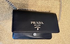 Prada Pattina Saffiano Leather Shoulder Bag Black + Dust Bag | Authentic NEW USA