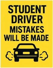 StickerJet Student Driver Mistakes Will Be Made 6x3 Inchs Stickers – Set of 2