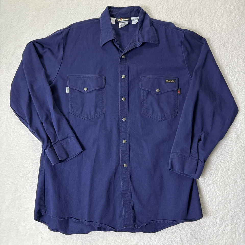 Workrite FR Indura Westex Snap Button Long Sleeve Shirt 50 XL Blue HRC 2 - Image 2 of 4