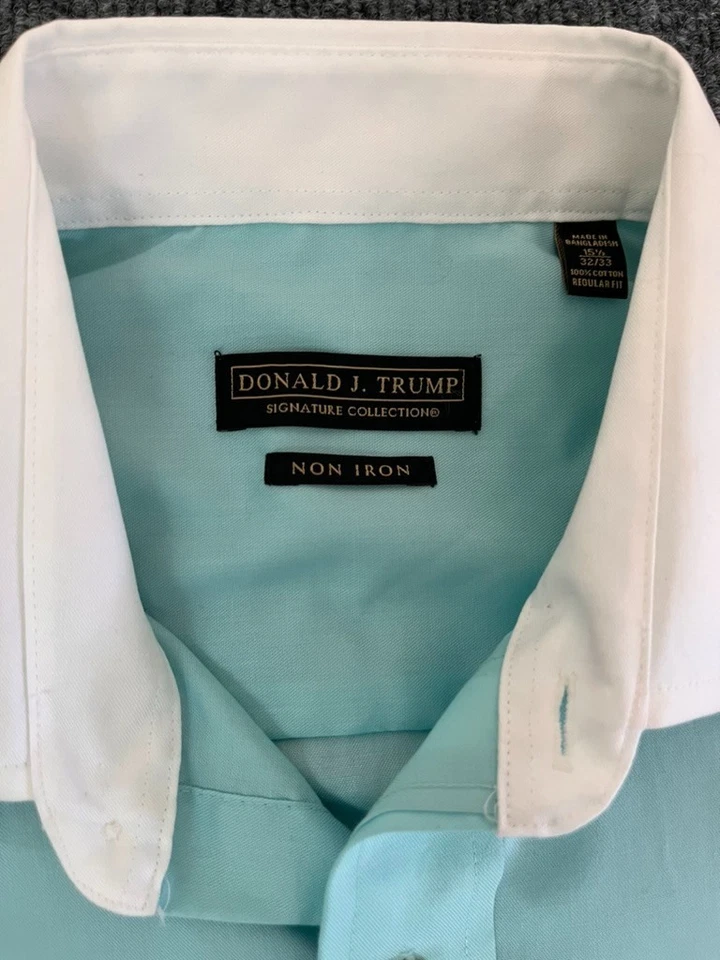 Camisa para hombre Donald J Trump Signature Col. con botones Greenn Tea talla 15 1/2-32/33 Foto 2 de 4