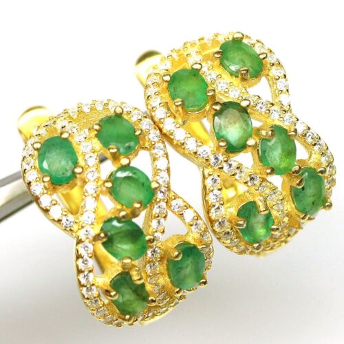 Shola Auténtico Natural Verde Esmeralda Pendientes Plata Esterilina E479