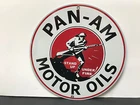 PAN AM oil man cave racing gasoline vintage round metal sign