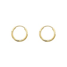 14K Yellow Gold 1.5mm Diamond Cut Hoop Earrings for girls