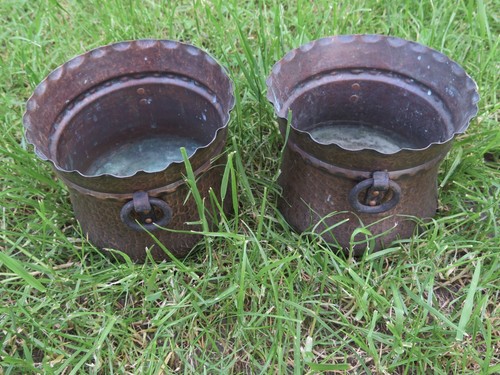 2 Kupferkessel Übertöpfe Hexenkessel Hammerschlag mit Eisenringen alt - Bild 9 von 13