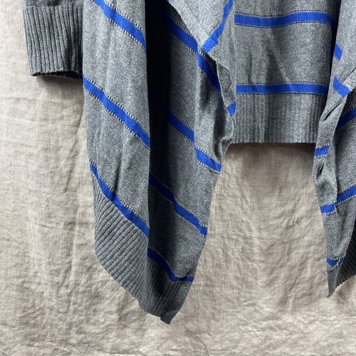 American Eagle Women's Gray/Blue Striped 3/4 Sleeve Open Front Cardigan Size S - Picture 2 of 21