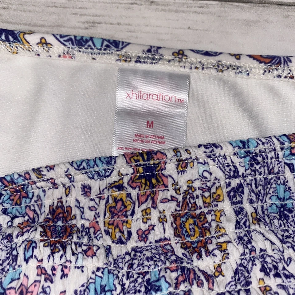 Parte inferior de bikini Xhilaration para mujer mediana blanca multi cachemira hipster corbata natación M Foto 3 de 4