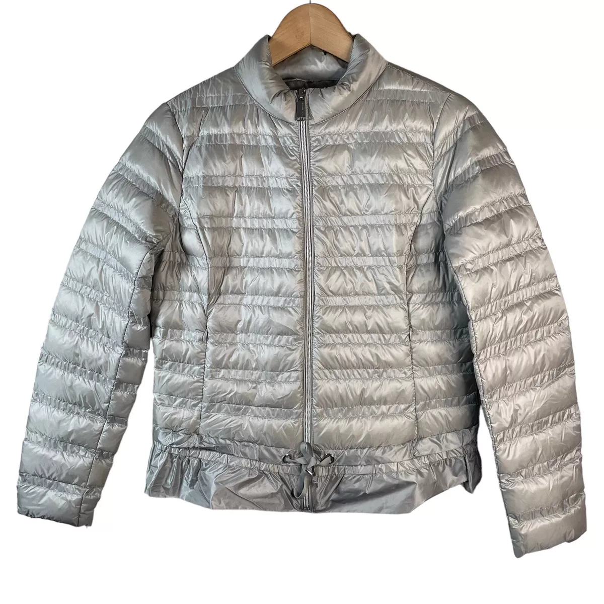BCBGeneration Ultra Lightweight Packable Down Silver Puffer Jacket