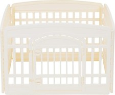 Square Dog Playpen, Pet Exercise Pen with Door, 24-Inches, 4 Panel, Beige