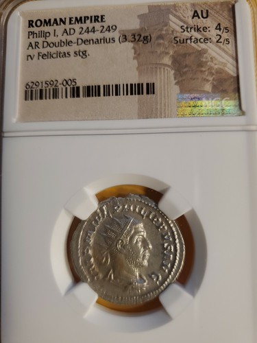 Philip The 1st A.D.244=249.AR.DOUBLE=DENARIUS SILVER NGC HIGH GRADE ANCIENT... - Picture 7 of 12