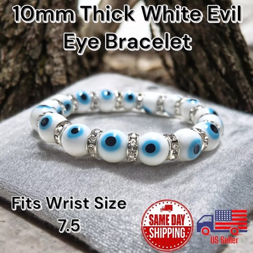 Murano Glass Evil Eye 10mm Bracelet Multiple Varieties Blue Yellow White - Picture 11 of 16