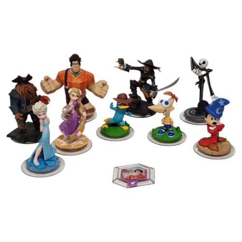 Lot of 10 Mixed Disney Infinity Figures -Frozen, Mickey, Pirates Caribbean -DE1