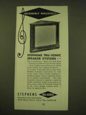1950 Stephens Tru-Sonic Speaker Systems Ad - Incredibly realistic