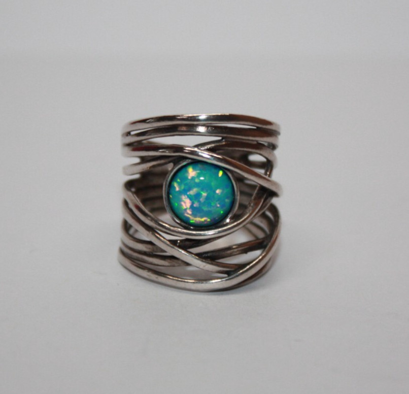 Shablool Didae Sterling Silver Nested Opal Band R… - image 2