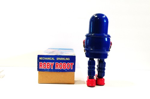 BRAND NEW MECHANICAL ROBY ROBOT SPARKLING SUPT MS 429 TIN WIND UP ROBOT MINT - Picture 6 of 7