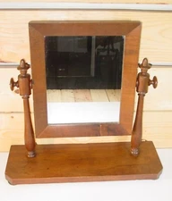 Antique Victorian Gentleman's Wood Swivel Shaving Dresser Mirror Topper 1910's