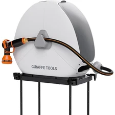 Giraffe Tools Ground Mounted Retractable Hose Reel with 130FT Garden Water Hose