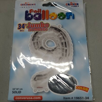 LOT OF 4 XL 34'' Jumbo Number 9 Silver Foil Balloon Party Decorations birthday 