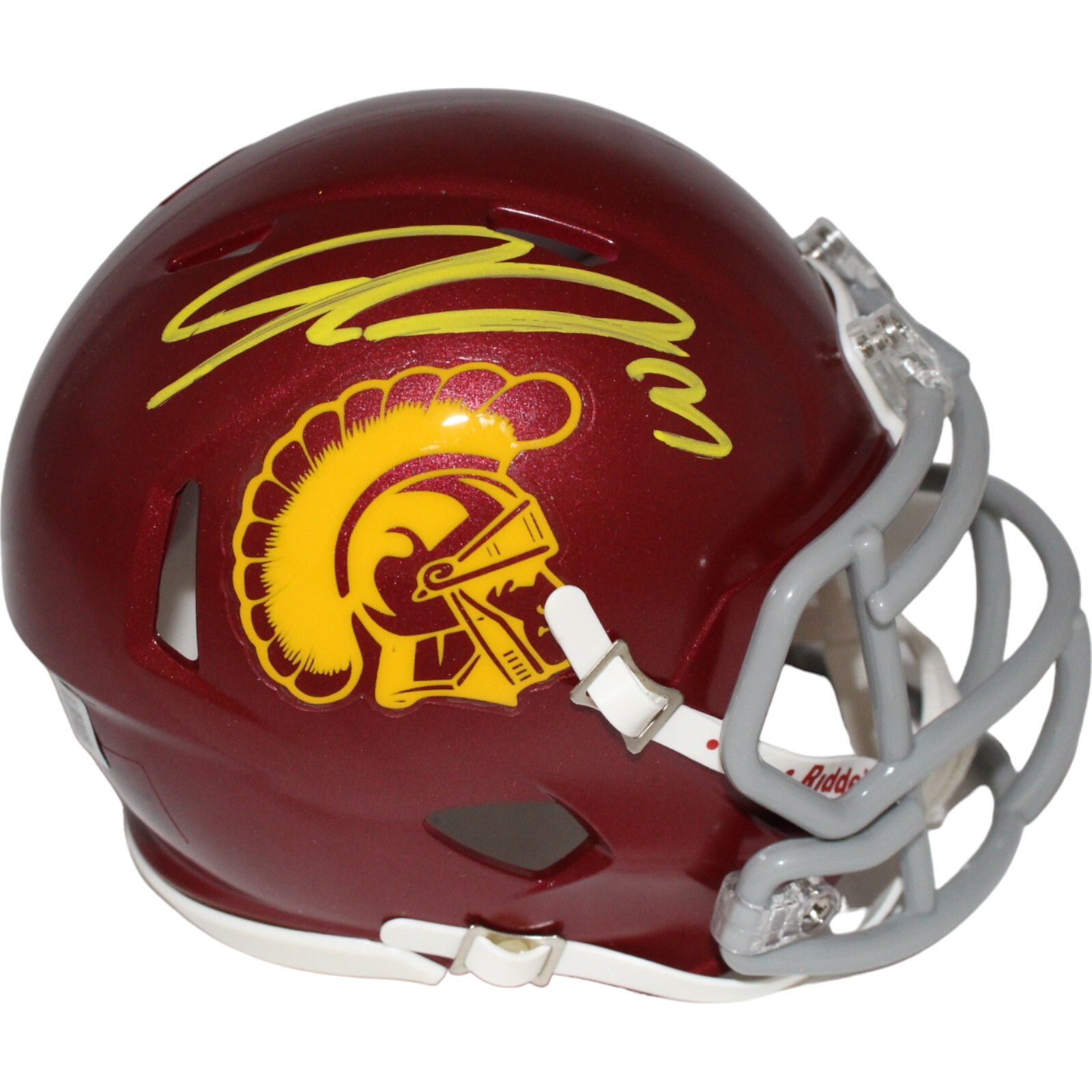 Jordan Addison Autographed Signed Usc Trojans Mini Helmet Beckett 