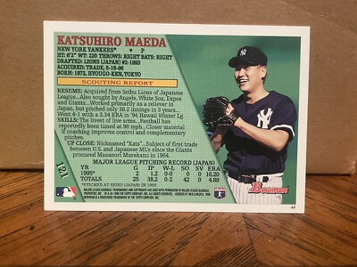 1996 Bowman Baseball #121 Katsuhiro Maeda RC Rookie Yankees 3237