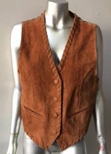 Retro Suede Vintage 90s Rust Vest Jacket size M
