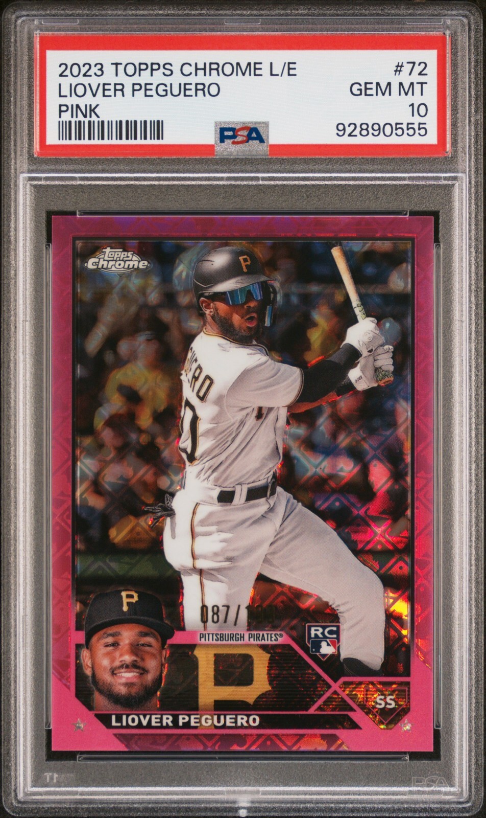 2023 Topps Chrome Logofractor Edition Liover Peguero RC Pink /199 PSA 10 Pop 5
